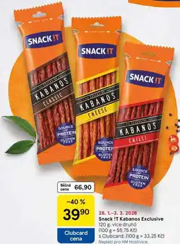 Tesco Snack !T Kabanos Exclusive, 120 g, více druhů nabídka