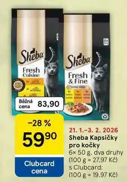 Tesco Sheba Kapsičky pro kočky, 6x 50 g. dva druhy nabídka