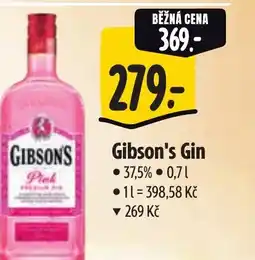 Albert Gibson's Gin nabídka