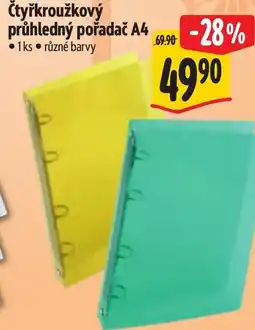 Albert Čtyřkroužkový průhledný pořadač A4 nabídka
