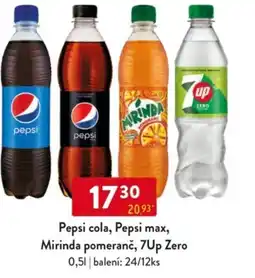 Qanto Pepsi cola, Pepsi max, Mirinda pomeranč, 7Up Zero nabídka