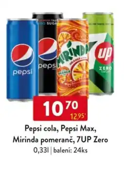 Qanto Pepsi cola, Pepsi Max, Mirinda pomeranč, 7UP Zero nabídka