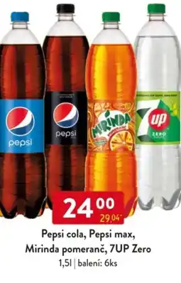 Qanto Pepsi cola, Pepsi max, Mirinda pomeranč, 7UP Zero nabídka