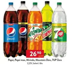 Qanto Pepsi, Pepsi max, Mirinda, Mountain Dew, 7UP Zero nabídka