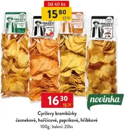 Qanto Cyrilovy brambůrky česnekové, hořčicové, paprikové, hříbkové nabídka