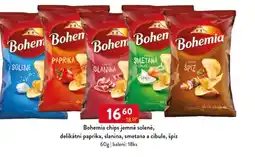 Qanto Bohemia chips jemně solené, delikátní paprika, slanina, smetana a cibule, špíz nabídka
