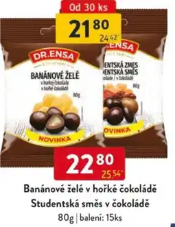 Qanto Dr.Ensa Banánové želé v hořké čokoládě Studentská směs v čokoládě nabídka