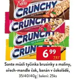 Qanto Sante müsli tyčinka brusinky a maliny, ořech-mandle čok, banán v čokoládě nabídka