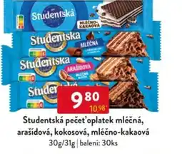 Qanto Studentská pečeť'oplatek mléčná, arašídová, kokosová, mléčno-kakaová nabídka