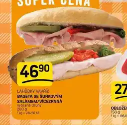 Flop BAGETA SE ŠUNKOVÝM SALÁMEM/VÍCEZRNNÁ vybrané druhy nabídka