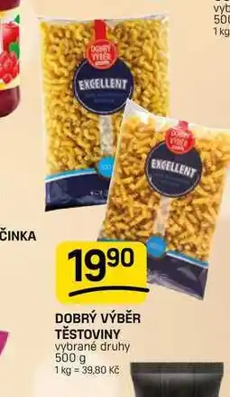 Flop DOBRÝ VÝBĚR TĚSTOVINY vybrané druhy nabídka