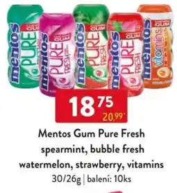 Qanto Mentos Gum Pure Fresh spearmint, bubble fresh watermelon, strawberry, vitamins nabídka