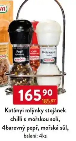 Qanto Kotányi mlýnky stojánek chilli s mořskou solí, 4barevný pepř, mořská sůl nabídka