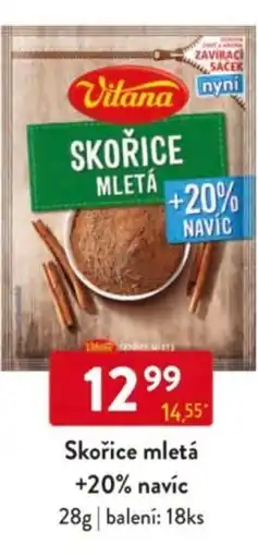 Qanto Vitana Skořice mletá +20% navíc nabídka