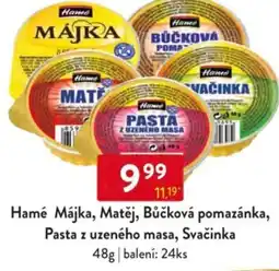 Qanto Hamé Májka, Matěj, Bůčková pomazánka, Pasta z uzeného masa, Svačinka nabídka