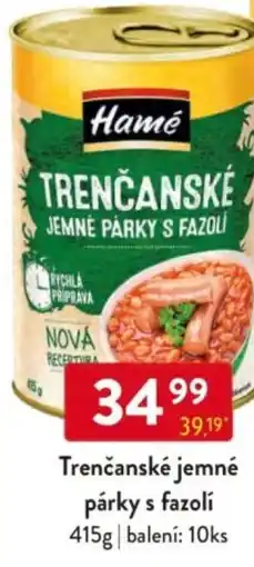 Qanto Hamé Trenčanské jemné párky s fazolí nabídka