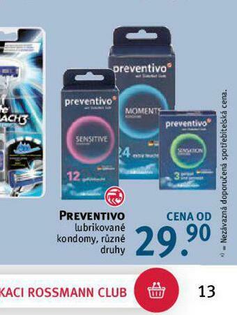 Rossmann Preventivo lubrikované kondomy nabídka