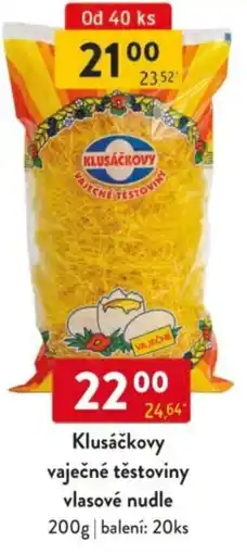 Qanto Klusáčkovy vaječné těstoviny vlasové nudle nabídka
