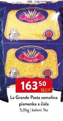 Qanto La Grande Pasta semolina písmenka a čísla nabídka