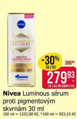 Teta Nivea Luminous sérum proti pigmentovým skvrnám nabídka