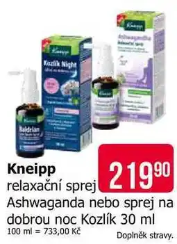 Teta Kneipp relaxační sprej Ashwaganda nebo sprej na dobrou noc Kozlík nabídka