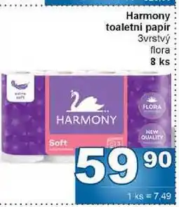 Jip Harmony toaletni papír 3vrstvý flora 8 ks nabídka