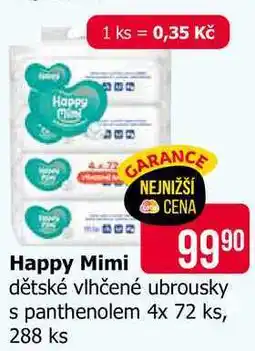 Teta Happy Mimi dětské vlhčené ubrousky s panthenolem 4x 72 ks, 288 ks nabídka