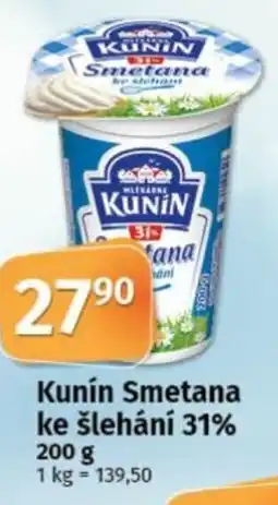 COOP TIP Kunín Smetana ke šlehání 31% nabídka