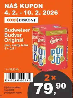 COOP DISKONT Budweiser Budvar Originál nabídka