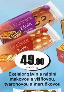 Adam Exelsior závin s náplní makovou a višňovou, tvarohovou a meruňkovou nabídka
