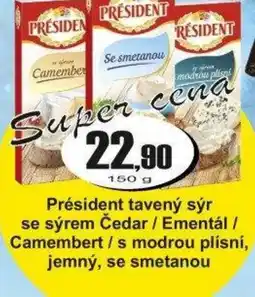 Adam Président tavený sýr se sýrem Čedar / Ementál / Camembert / s modrou plísní, jemný, se smetanou nabídka