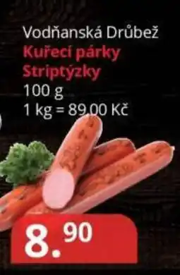 Potraviny CZ Vodňanská Drůbež Kuřecí párky Striptýzky nabídka