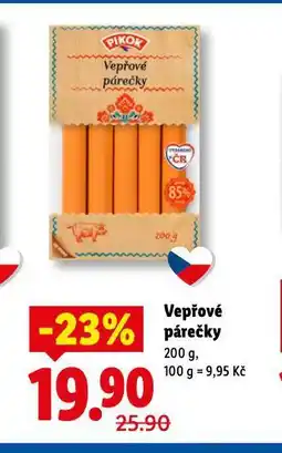 Lidl Vepřové párečky nabídka