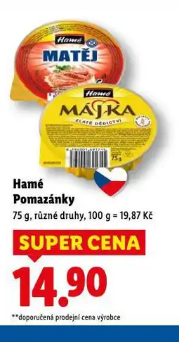 Lidl Hamé pomazánky nabídka