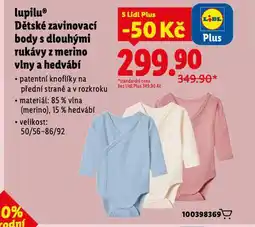 Lidl Dětské zavinovací body s dlouhými rukávy z merino vlny a hedvábí nabídka