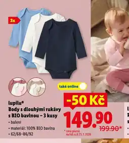 Lidl Body s dlouhými rukávy s bio bavlnou nabídka
