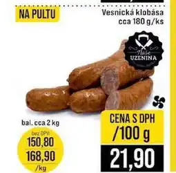 Jip Vesnická klobása cca 180 g 100g nabídka