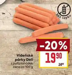 Billa Vídeňské párky Deli z pultu lahůdek cena za nabídka