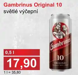 PLUS JIP Gambrinus Original 10 světlé výčepní nabídka