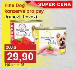 PLUS JIP Fine Dog konzerva pro psy drůbeží, hovězí nabídka