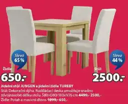JYSK Jídelní stůl JUNGEN a jídelní židle TUREBY nabídka