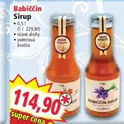 Norma Babiččin Sirup nabídka