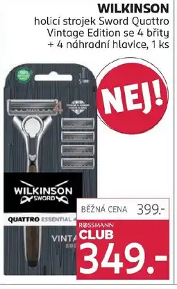 Rossmann WILKINSON holicí strojek Sword Quattro Vintage Edition se 4 břity +4 náhradní hlavice nabídka