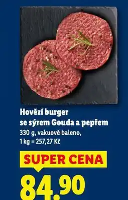 Lidl Hovězí burger se sýrem gouda a pepřem nabídka