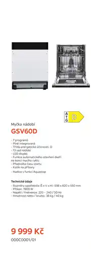 Möbelix Myčka nádobí GSV60D nabídka