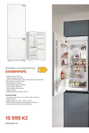 Chladnička s mrazničkou No Frost EKMBMFNFE