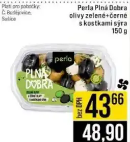 Jip Perla Plná Dobra olivy zelené+černé s kostkami sýra nabídka