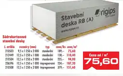 Uni Hobby Sádrokartonové stavební desky nabídka