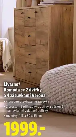 Lidl Livarno Komoda se 2 dvířky a 4 zásuvkami Verona nabídka