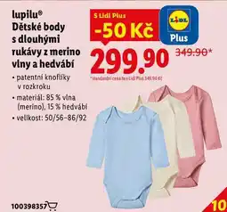 Lidl lupilu Dětské body s dlouhými rukávy z merino vlny a hedvábí nabídka